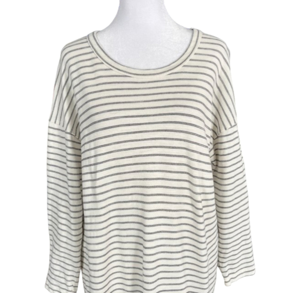 Current Elliot The Painter Long-Sleeve T-Shirt Dress Cream Duet Stripe Size M - Picture 6 of 8